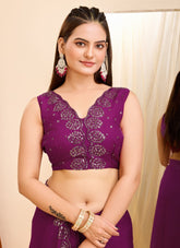 Sharp Looking Saree in Wine Colour